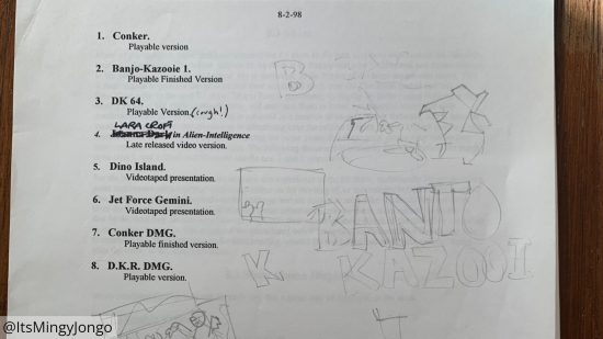 Diddy Kong Racing DMG seen on E3 1998 internal paperwork.