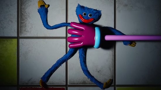 Screenshot of Huggy Wuggy from the Poppy Playtime Chapter 2 trailer for Mob Entertainment exit news