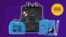 Persona giveaway goodies including a bag and notebook