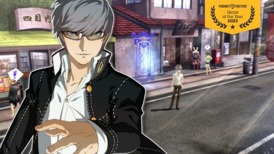 Switch games of the year - the main character of Persona 4 Golden reaches his hand out in front a blurred street