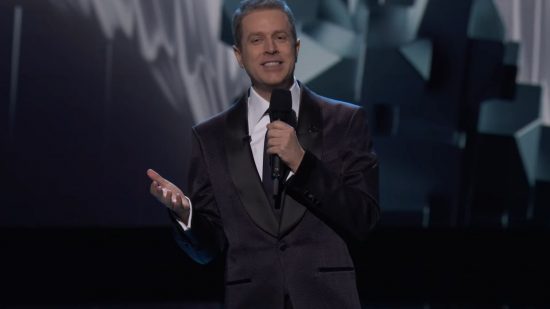 Screenshot of Geoff Keighley onstage at The Game Awards 2023 for Pocket Tactics year in review 2023 article