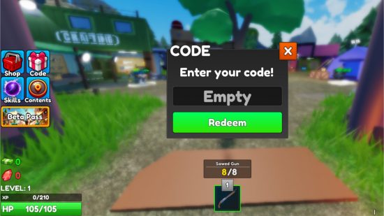 Zombie Hunters codes redemption screen