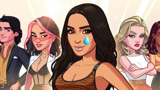 Kim Kardashian Hollywood shut down: official artwork of Kim's in-game model surrounded by other characters