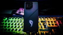 Custom image of the back of the back of the ASUS ROG Phone 8 Pro Edition for a review of the device