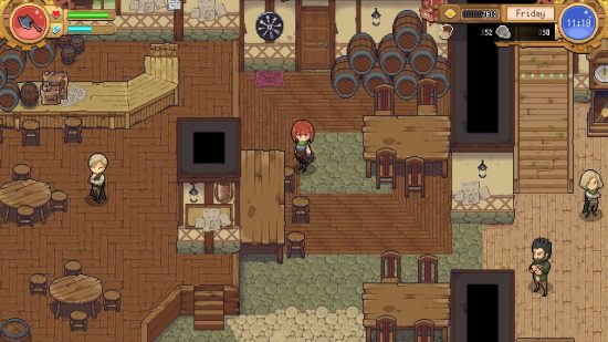best indie games - The tavern in Potion Permit with characters dotted around