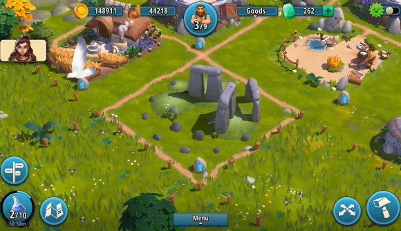 Best mobile games: Rise of Cultures. Image shows a Stone Henge-style structure.