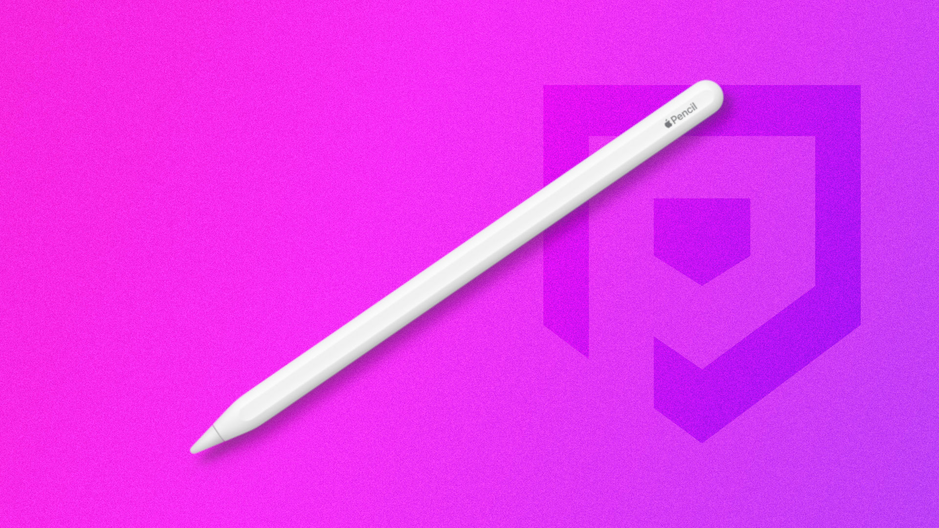 A picture of one of the best stylus for iPad and iPhone, the Apple Pencil 2nd Generation, in front of a purple Pocket Tactics background