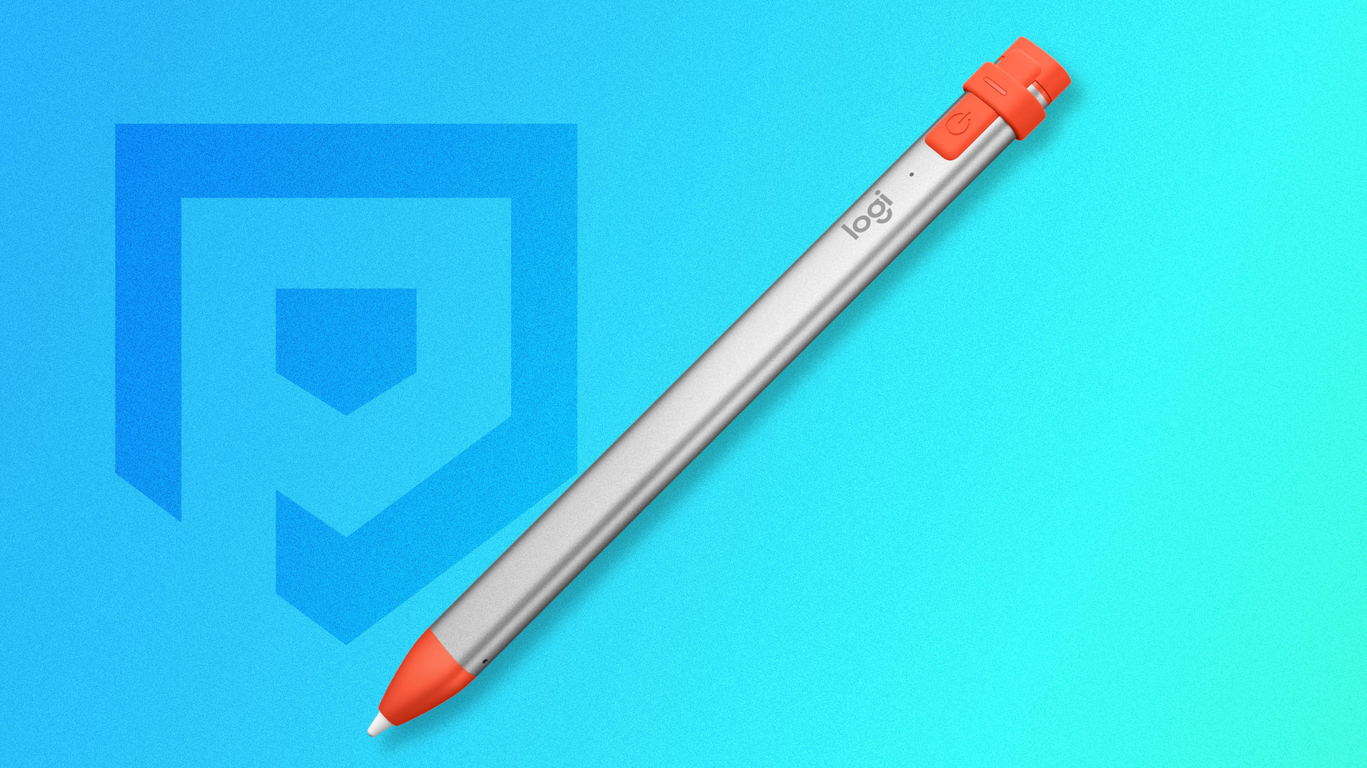 A picture of one of the best stylus for iPad and iPhone, the Logitech Crayon, against a blue Pocket Tactics background