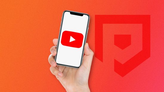 How to cancel YouTube premium - a picture of a hand holding up a phone with the YouTube logo on the screen in front of a red Pocket Tactics background