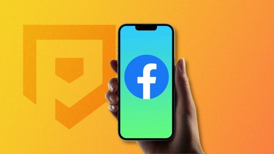 How to delete Facebook accounts - a picture of a hand holding a phone with the Facebook logo on it