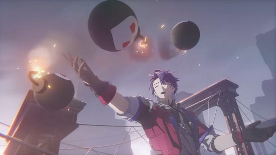 Honkai Star Rail 2.0 codes - Sampo throwing three bombs into the air with a smile on his face