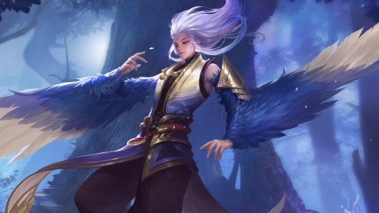 Honor of Kings characters: Cirrus's character art showing him looking graceful in a forest