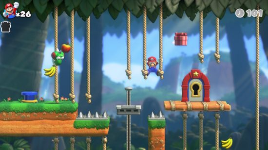 Mario vs Donkey Kong - Mario hanging from vines