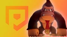 Mario vs Donkey Kong preview - Donkey Kong next to Pocket Tactics logo