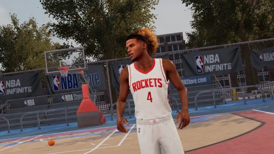 Screenshot of a Houston Rockets player off the ball for NBA Infinite preview 