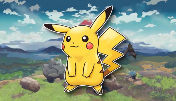 New Pokémon game - a Pikachu against a blurred landscape with a mountain