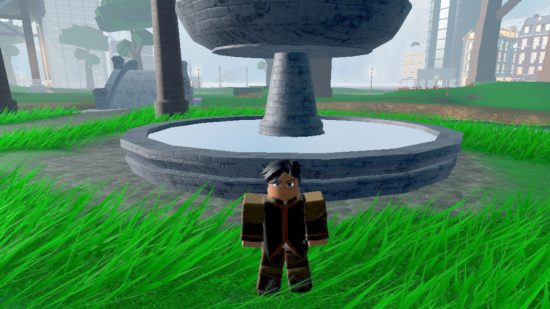 RoBending codes - an elemental stood in front of a fountain in a field