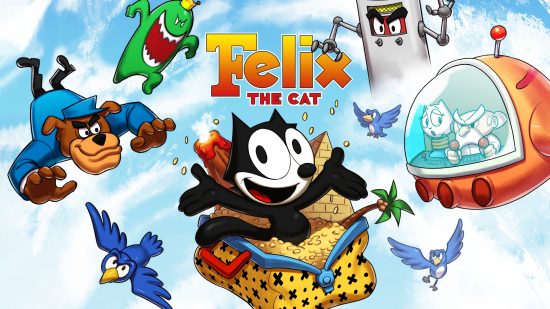 Rocket Knight and Felix the Cat remasters: Felix the Cat key art showing him jumping out of a bag