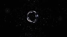 The Samsung Galaxy Ring floating past stars in the sky