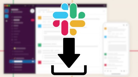 Custom image for Slack download guide with a slack background and download logo
