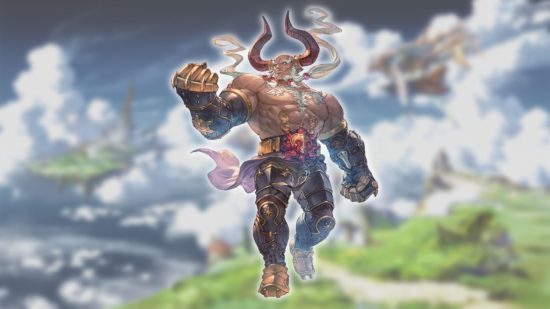 Granblue Fantasy Relink characters - Ghandagoza on a cloudy landscape background
