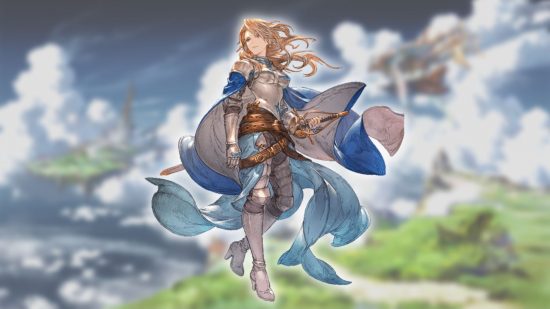 Granblue Fantasy Relink characters - Katalina on a cloudy landscape background