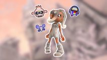Side Order badges - an octoling surrounded by three available badges