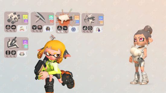 Splatoon 3 Side Order palettes showing Agent 4 and an Octoling