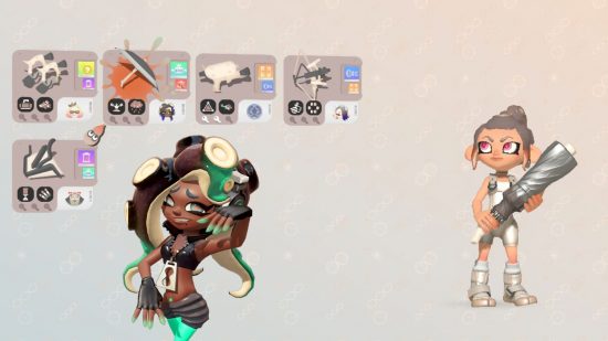 Splatoon 3 Side Order palettes showing Marina and an Octoling