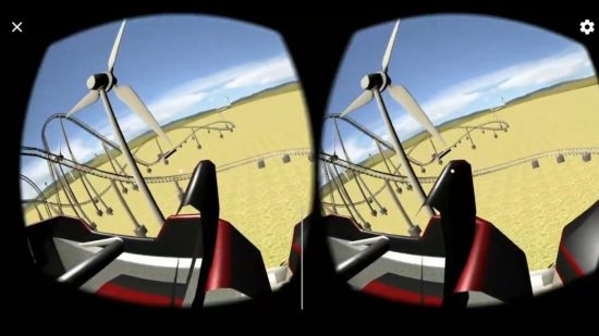 Screenshot from VR Thrills Roller Coaster Game of a desert coaster for best VR games guide