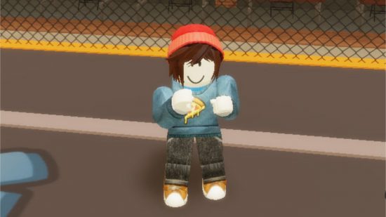 Boxing Star Simulator codes: An avatar in a pizza jumped and red beanie putting their fists up in a boxing ring
