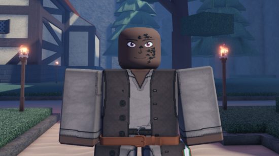 Clover Retribution codes - a Roblox character with a tattoo on his face standing in Clover Retribution
