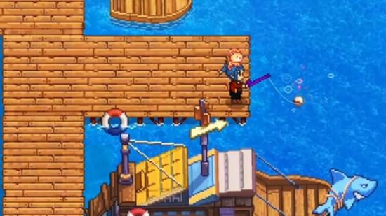 Screenshot of fishing in Harvest Town for best games like Stardew Valley list