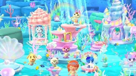 Screenshot of underwater scene in Animal Crossing: Pocket Camp for best games like Stardew Valley list