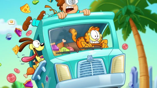 Screenshot of key art for Garfield Food Truck for Garfield games guide