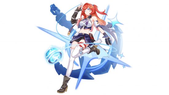 Honkai Impact characters - Senadina with blue cloud around her against a white background