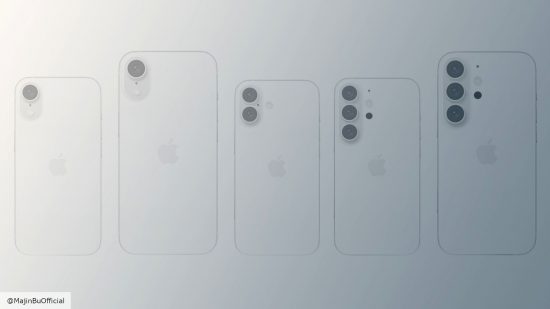 Image of supposed iPhone 16 lineup link with different phones in white courtesy of twitter leaker Majin Bu