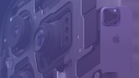 iphone 16 pro teraprism camera leaks - the inside of an iphone camera covered with a purple hue