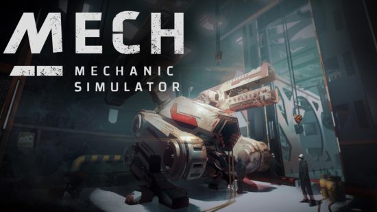 Mechanic games - Mech Mechanic Simulator key art showing a mech in a workshop