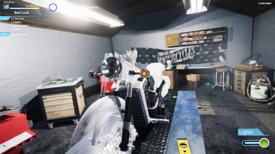 Mechanic games - a half built bike in Motorcylce Mechanic Simulator 2021