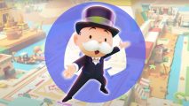 Monopoly Go Discord: The Monopoly Man in front of the Discord logo in front of a Monopoly board in Egypt