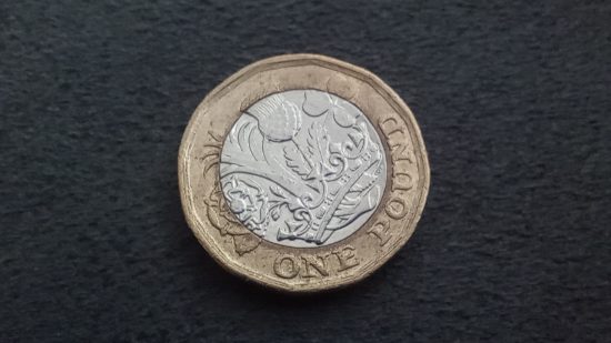 Macro camera example for Poco C65 review with a picture of a one pound coin