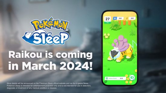 Pokemon Presents Feb 24: A graphic showing Raikou's appearance in Pokemon Sleep, plus details of its appearance