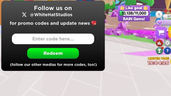 Roblox codes redemption screen showing how to redeem codes with a black box and text box