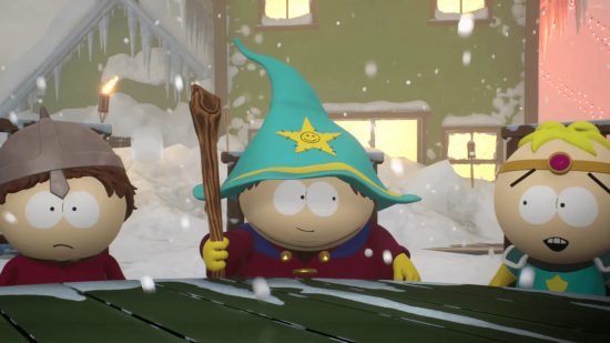 South Park games: A promotional image of Snow Day showing off the new 3D graphics, featuring the New Kid dressed as a wizard