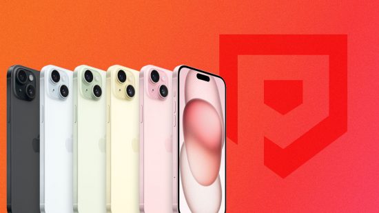 Custom image for Verizon iPhone 15 deal news with various iPhone 15 color models on a red background