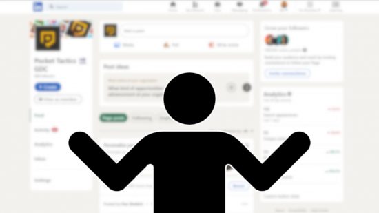 Custom image for What is Linkedin guide with a silhouette shrugging over a Linkedin page