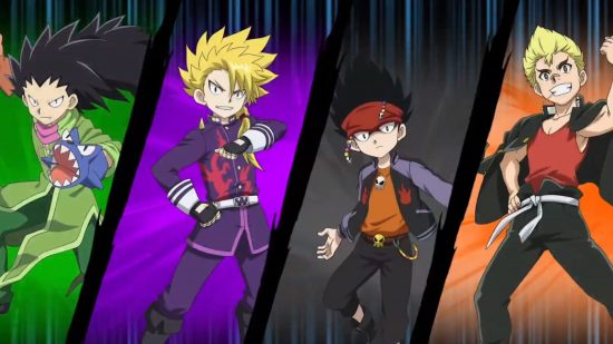 Nightmarket Games - Four characters from Beyblade Burst Rivals