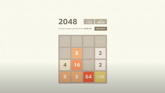 Apple Watch games - a 2048 grid with some of the numbers already added