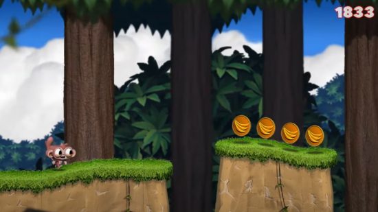 Apple Watch games - a monkey side scrolling along a forested area